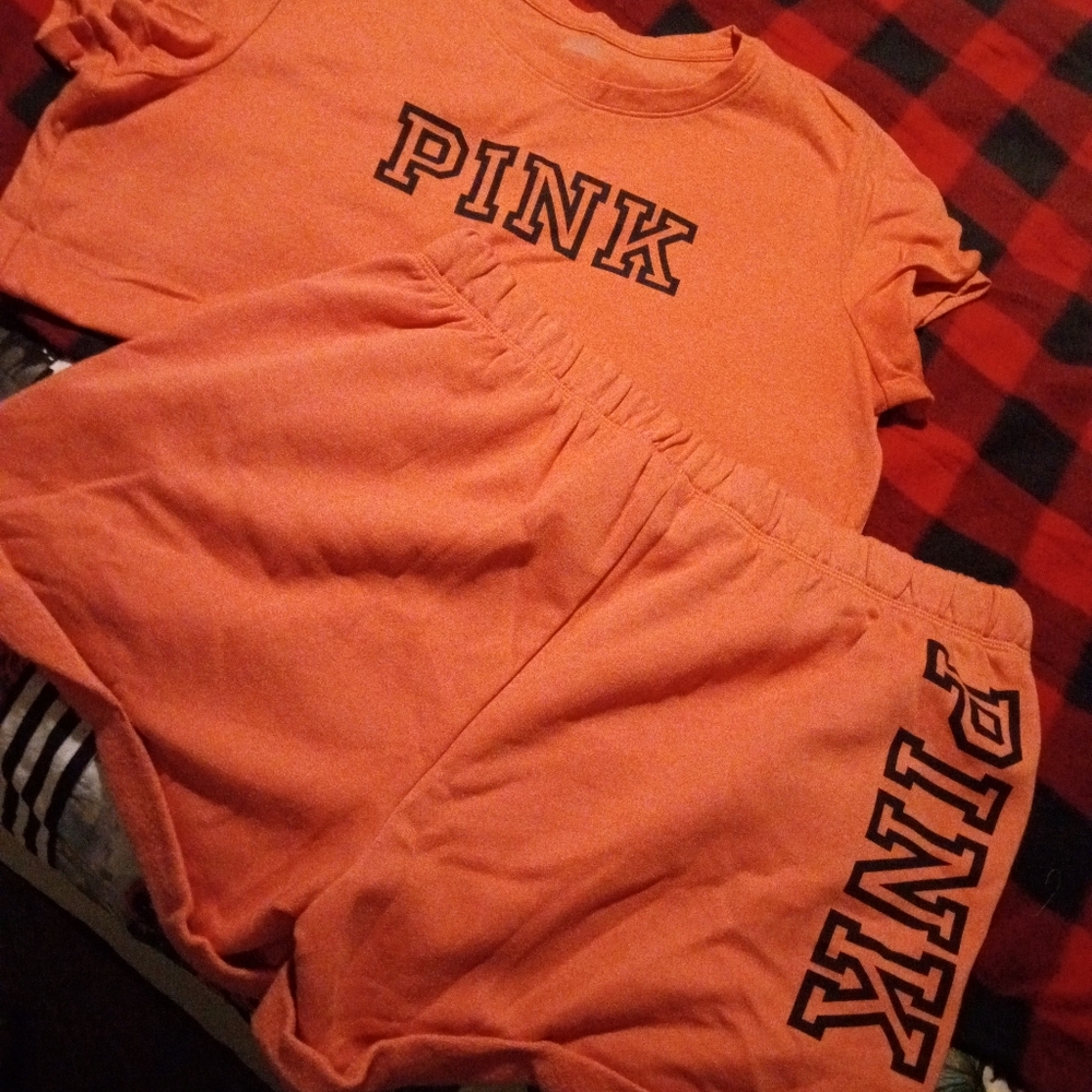 Orange PINK T-Shirt and Shorts Set